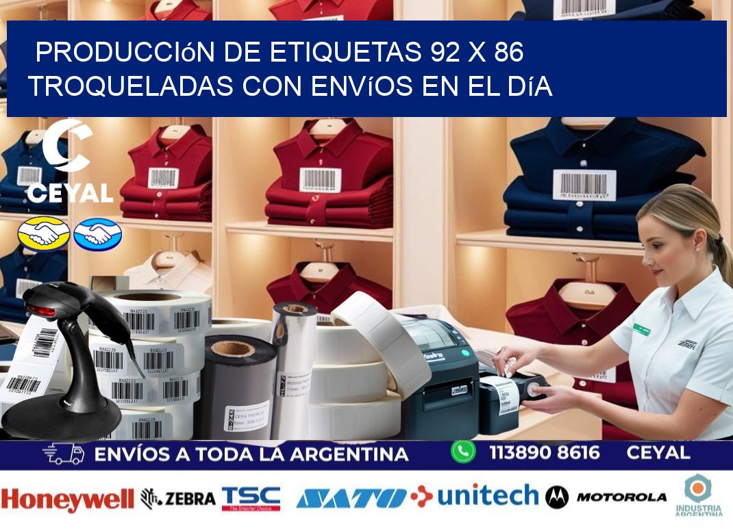 Producción de etiquetas 92 x 86 troqueladas con envíos en el día