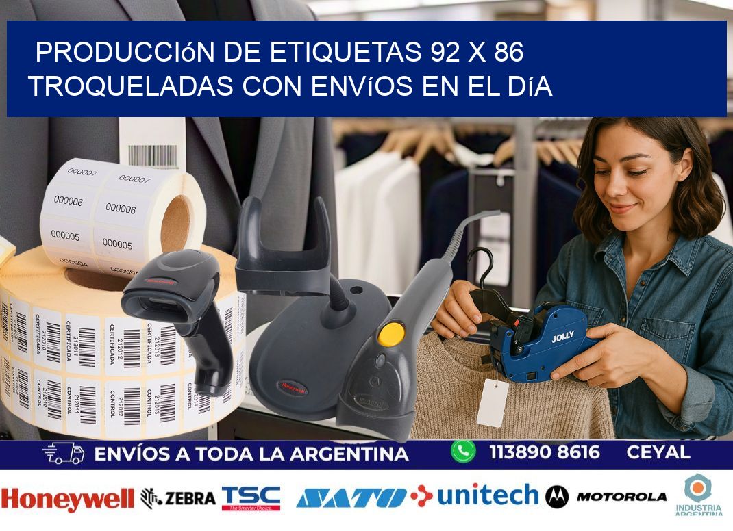 Producción de etiquetas 92 x 86 troqueladas con envíos en el día