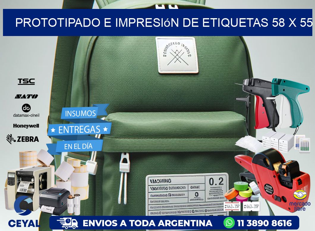 Prototipado e impresión de etiquetas 58 x 55