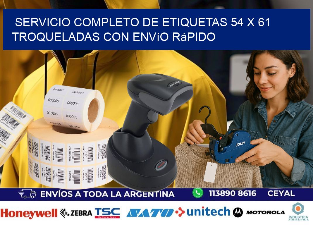 Servicio completo de etiquetas 54 x 61 troqueladas con envío rápido