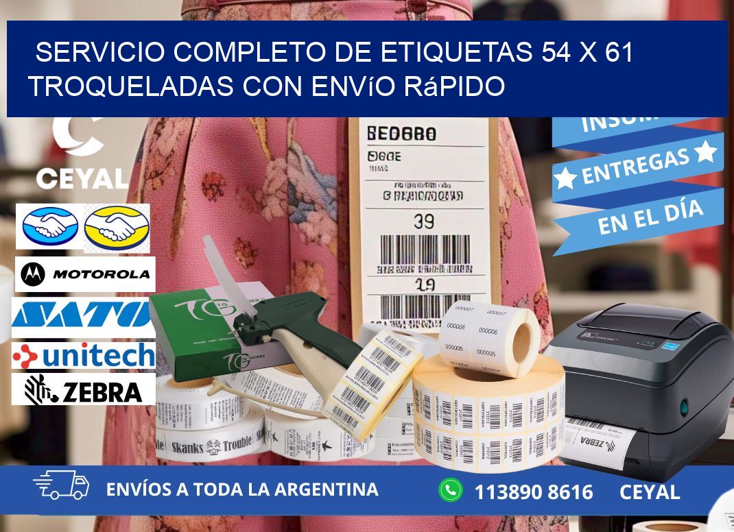 Servicio completo de etiquetas 54 x 61 troqueladas con envío rápido