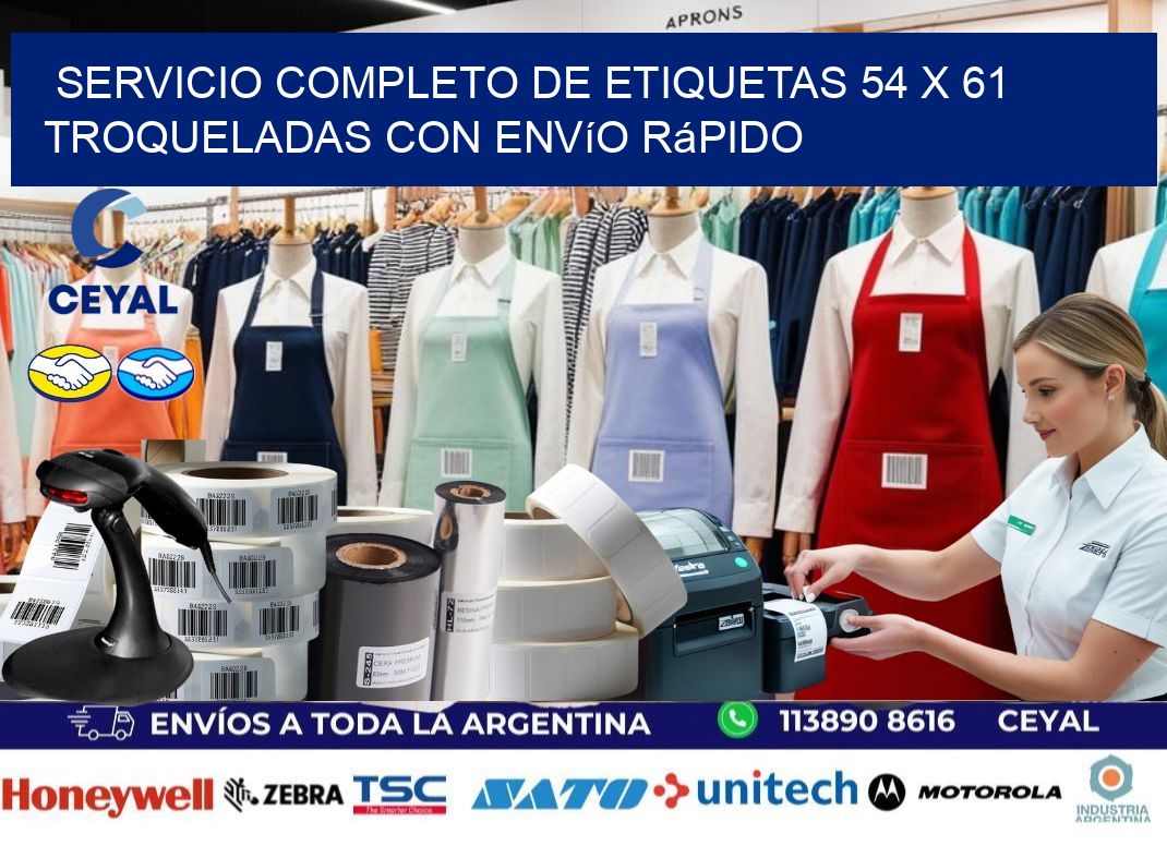 Servicio completo de etiquetas 54 x 61 troqueladas con envío rápido