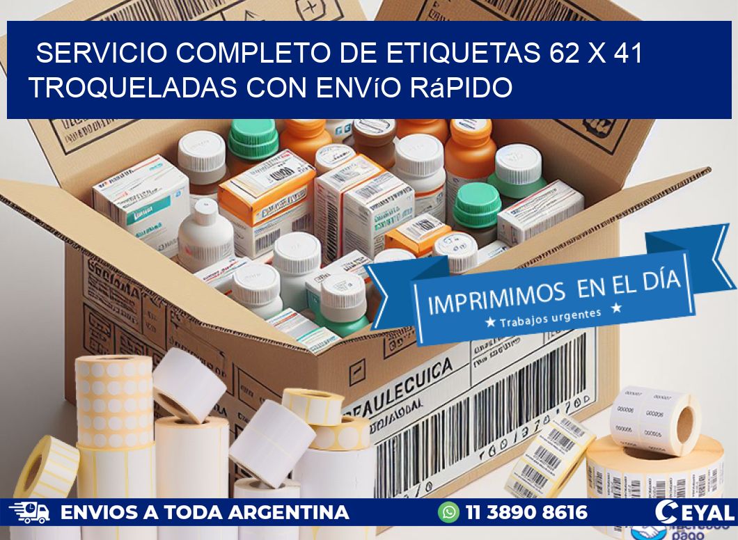 Servicio completo de etiquetas 62 x 41 troqueladas con envío rápido