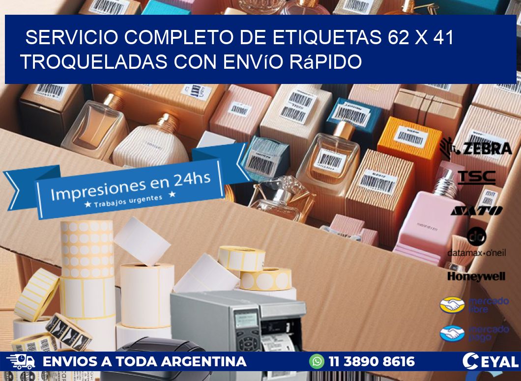 Servicio completo de etiquetas 62 x 41 troqueladas con envío rápido