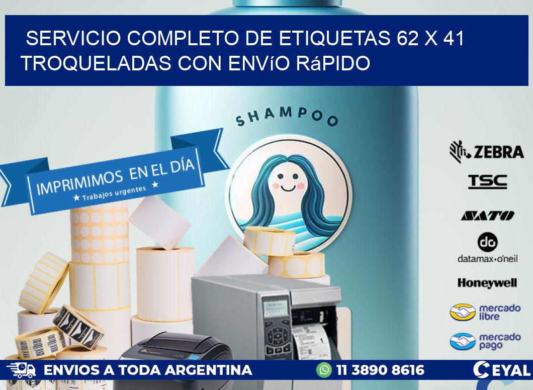 Servicio completo de etiquetas 62 x 41 troqueladas con envío rápido