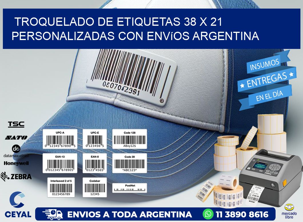 Troquelado de etiquetas 38 x 21 personalizadas con envíos Argentina