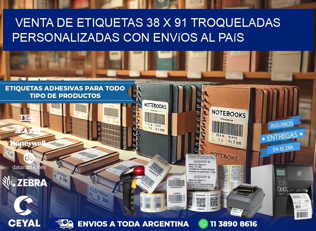 Venta de etiquetas 38 x 91 troqueladas personalizadas con envíos al país