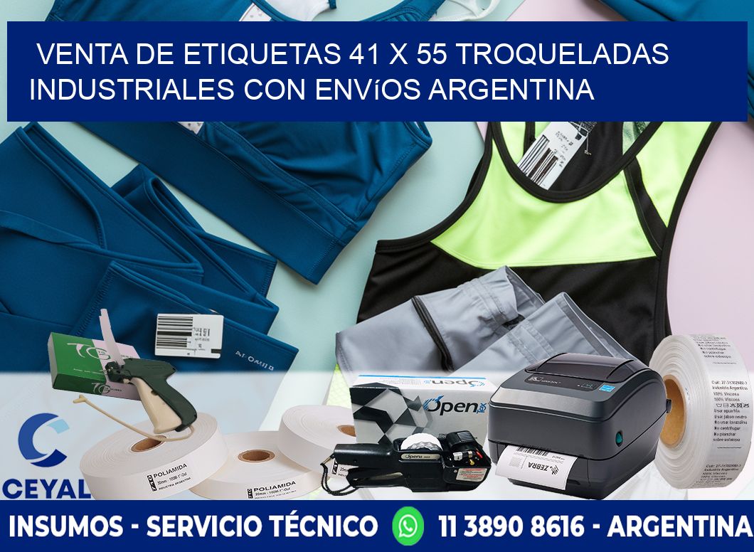 Venta de etiquetas 41 x 55 troqueladas industriales con envíos Argentina