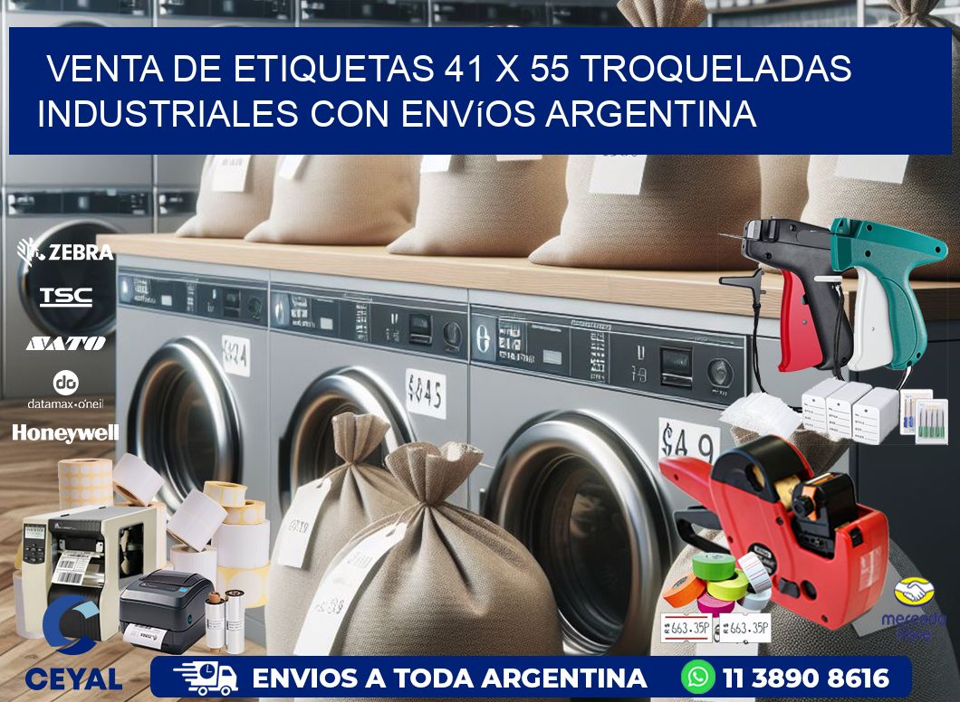 Venta de etiquetas 41 x 55 troqueladas industriales con envíos Argentina