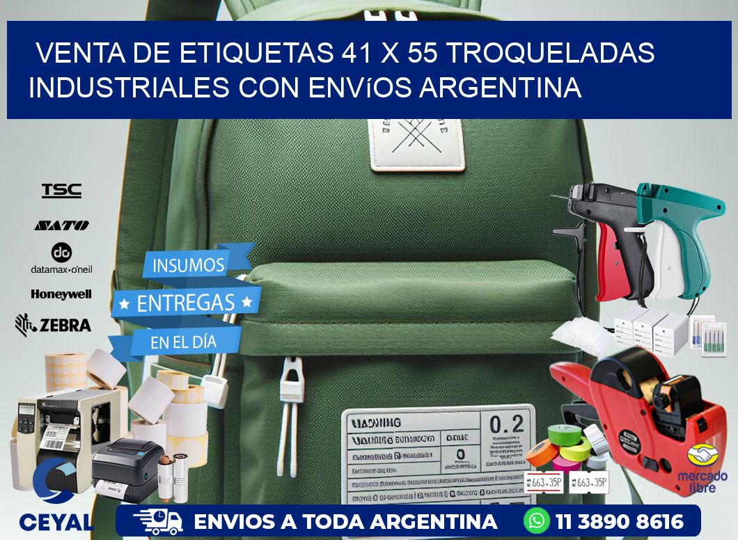 Venta de etiquetas 41 x 55 troqueladas industriales con envíos Argentina