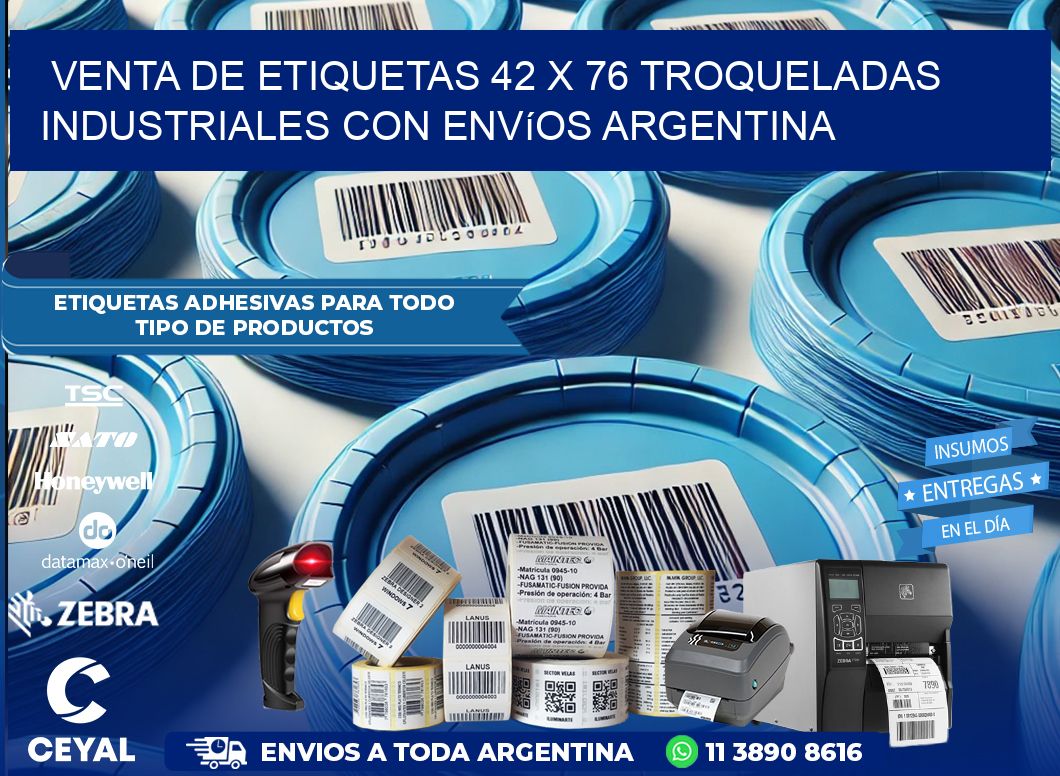 Venta de etiquetas 42 x 76 troqueladas industriales con envíos Argentina