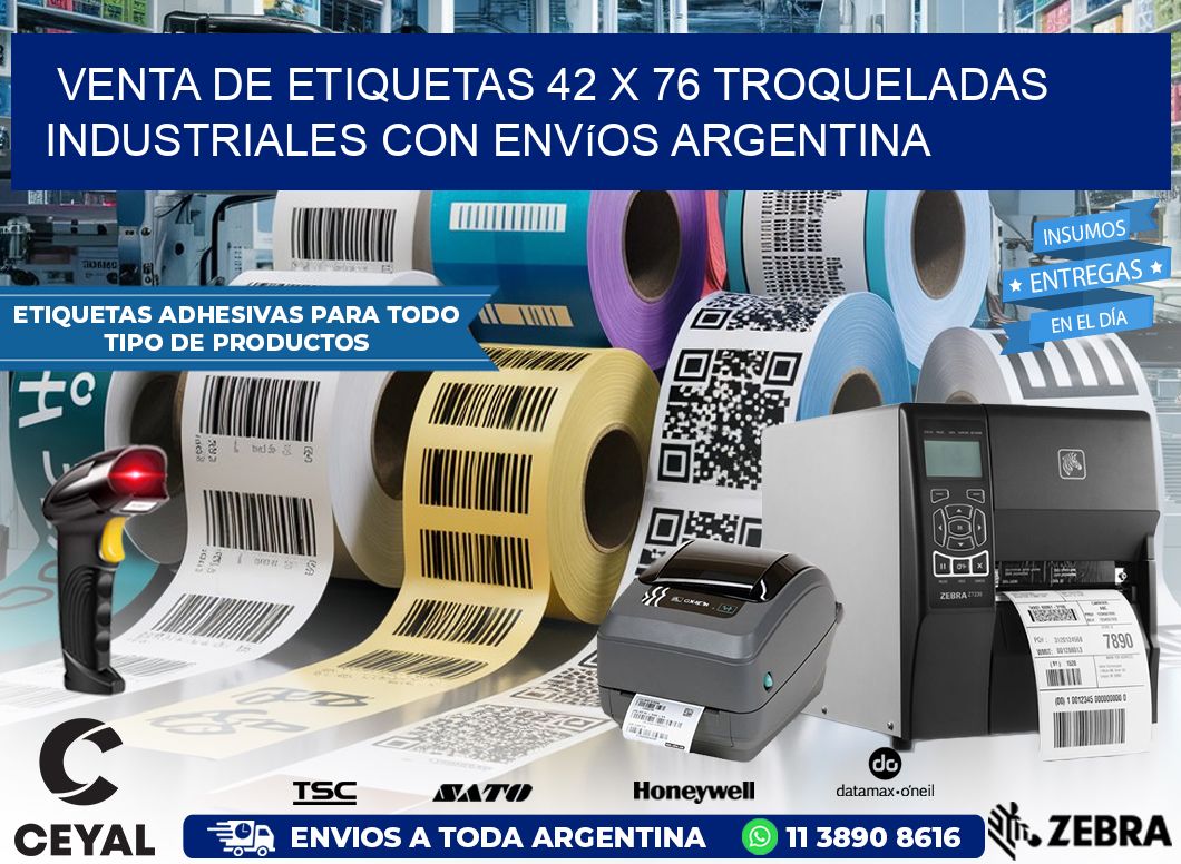 Venta de etiquetas 42 x 76 troqueladas industriales con envíos Argentina