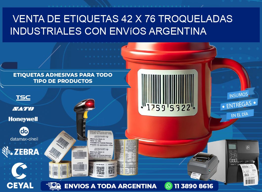 Venta de etiquetas 42 x 76 troqueladas industriales con envíos Argentina
