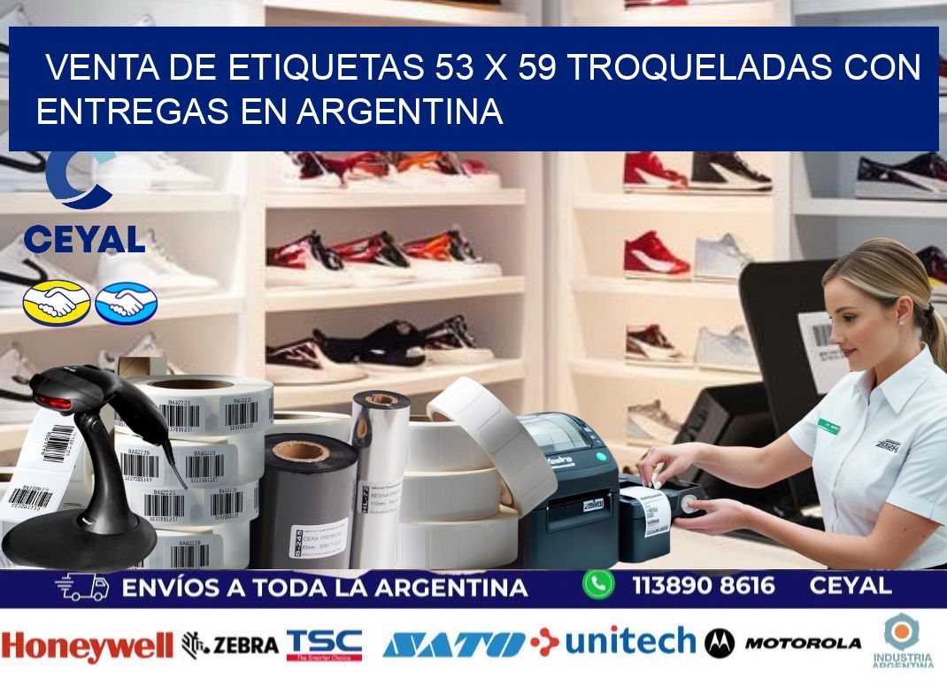 Venta de etiquetas 53 x 59 troqueladas con entregas en Argentina