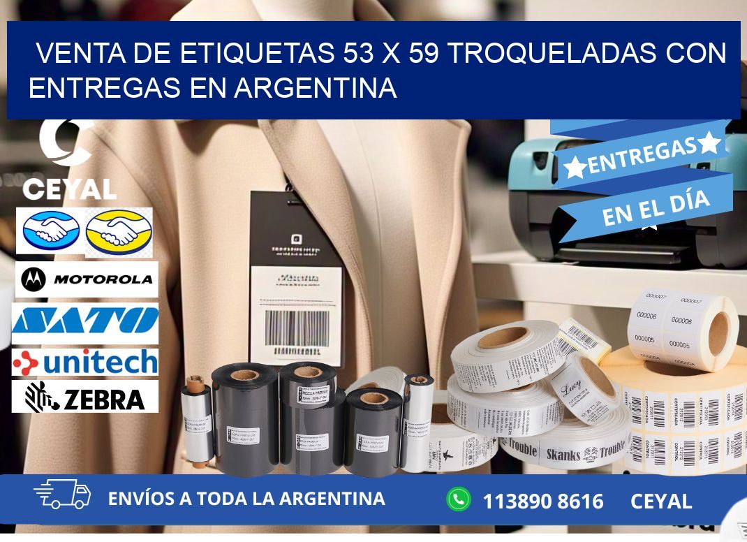Venta de etiquetas 53 x 59 troqueladas con entregas en Argentina
