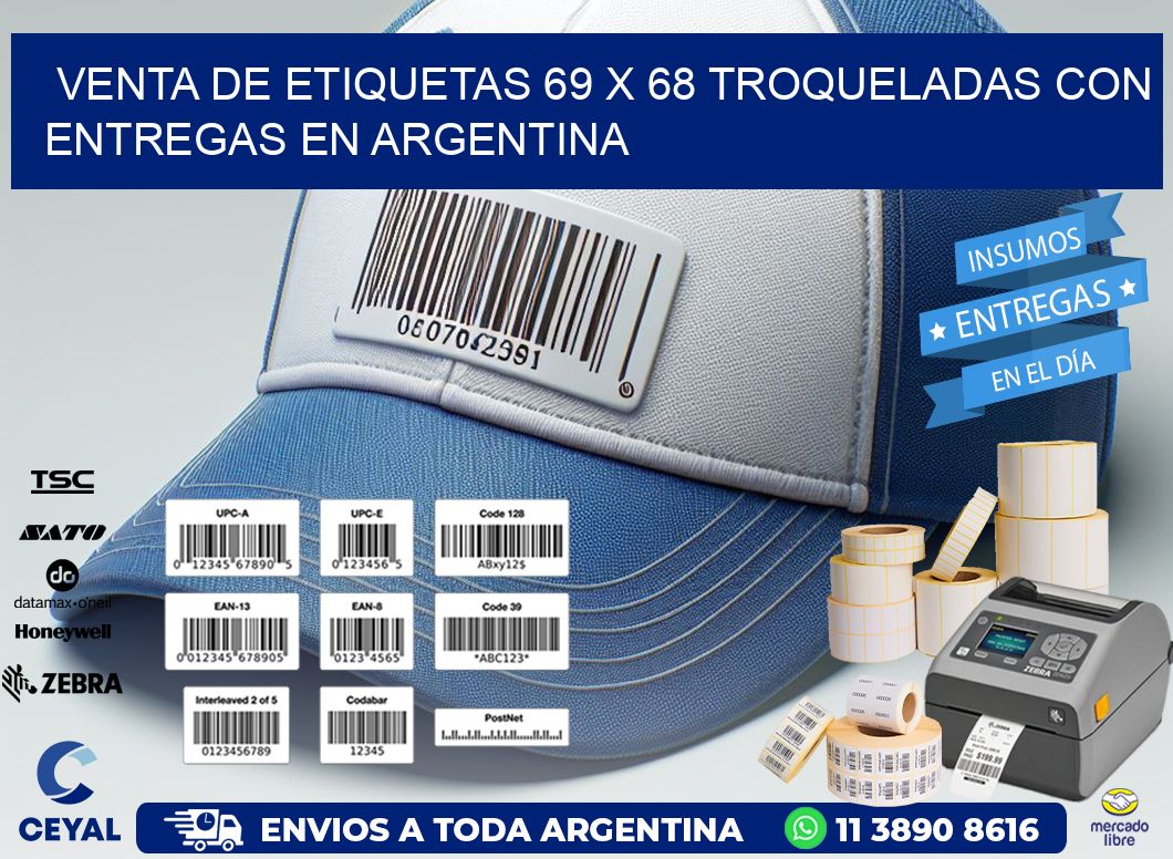 Venta de etiquetas 69 x 68 troqueladas con entregas en Argentina