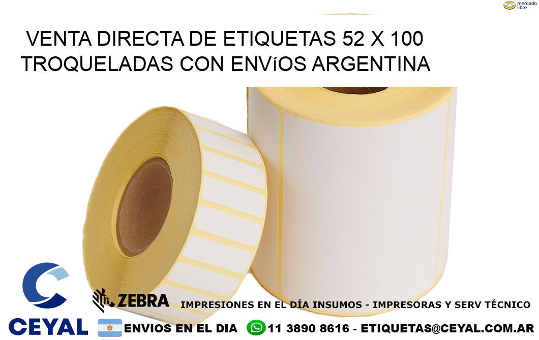Venta directa de etiquetas 52 x 100 troqueladas con envíos Argentina