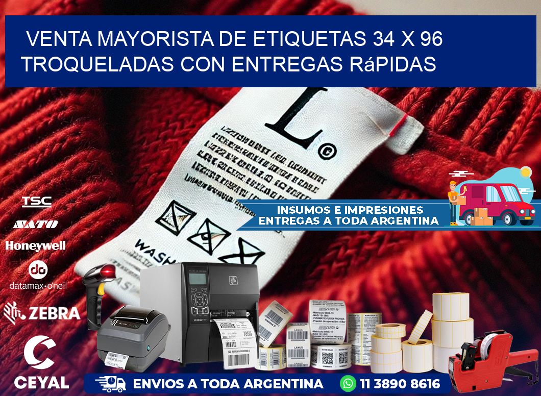 Venta mayorista de etiquetas 34 x 96 troqueladas con entregas rápidas