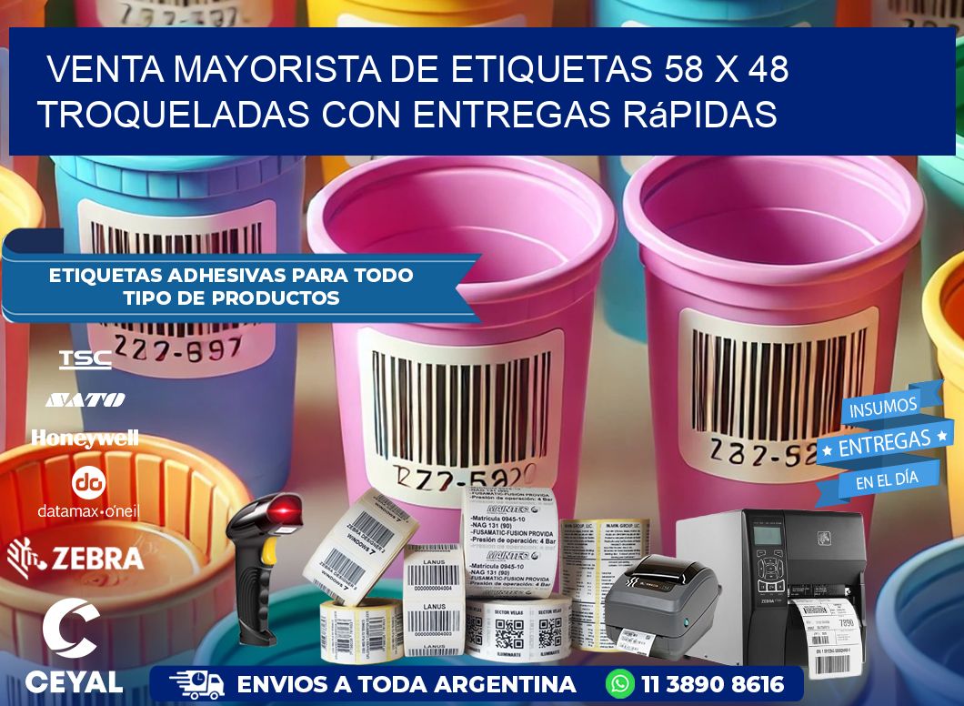 Venta mayorista de etiquetas 58 x 48 troqueladas con entregas rápidas
