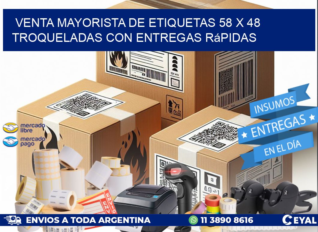 Venta mayorista de etiquetas 58 x 48 troqueladas con entregas rápidas