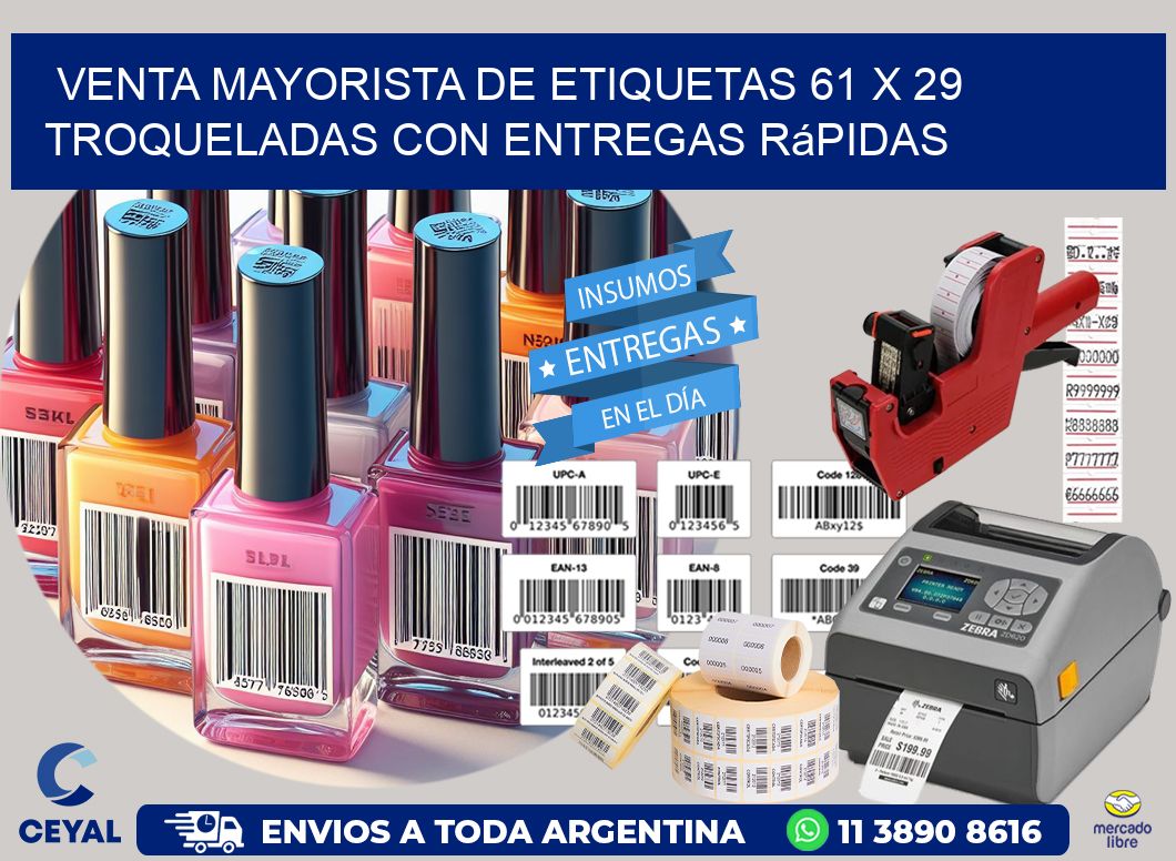 Venta mayorista de etiquetas 61 x 29 troqueladas con entregas rápidas