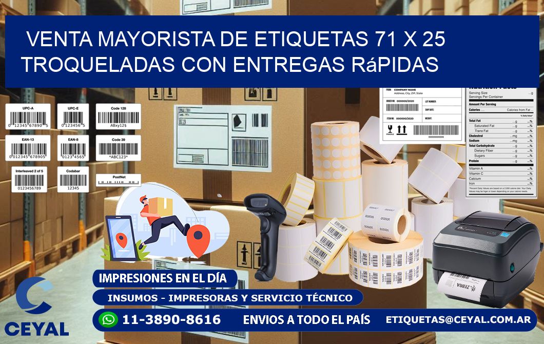 Venta mayorista de etiquetas 71 x 25 troqueladas con entregas rápidas