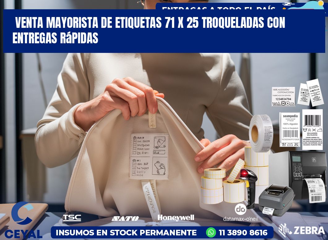 Venta mayorista de etiquetas 71 x 25 troqueladas con entregas rápidas