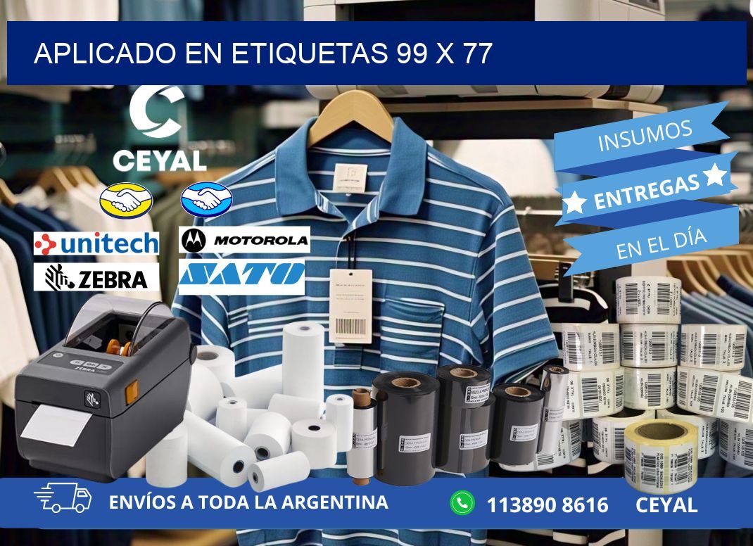 aplicado en etiquetas 99 x 77