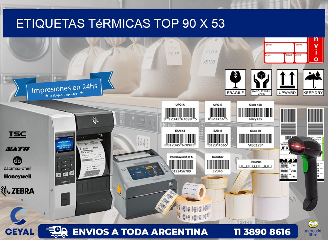 etiquetas Térmicas top 90 x 53