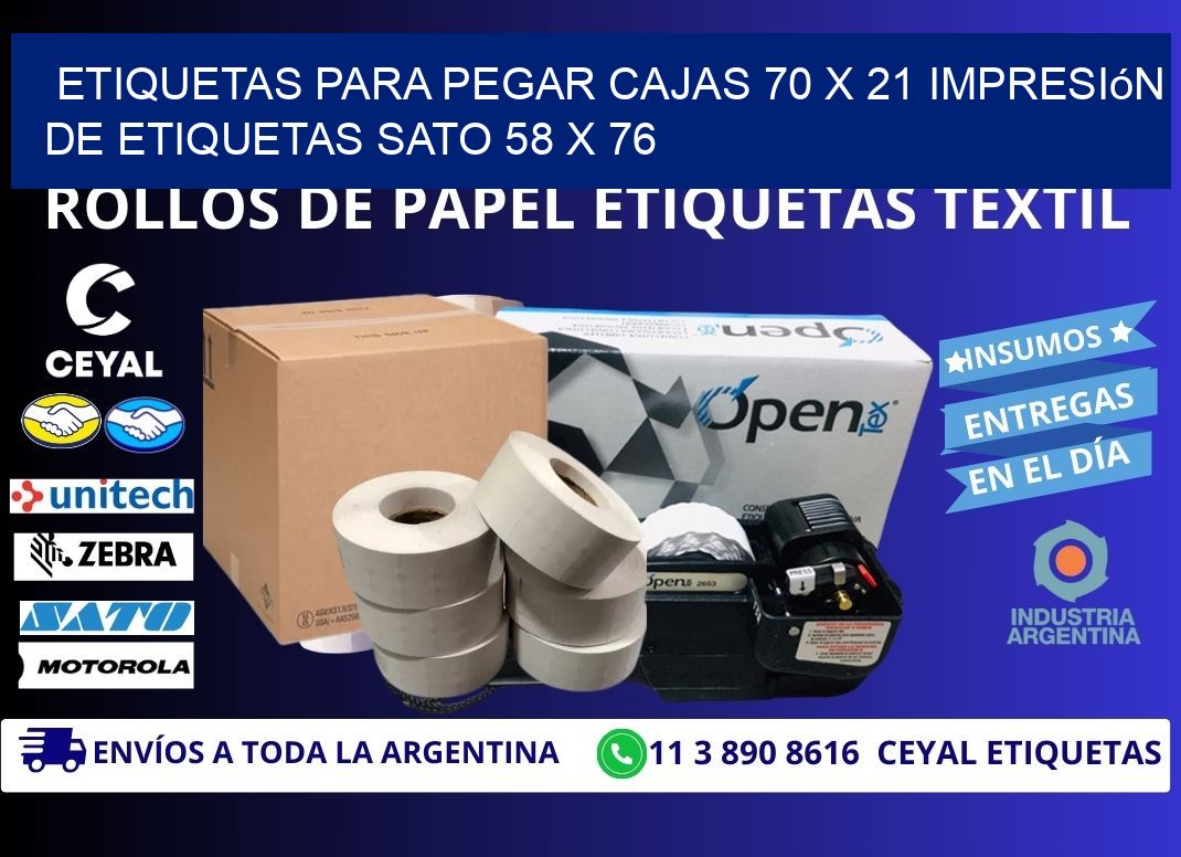 etiquetas para pegar cajas 70 x 21 impresión de etiquetas sato 58 x 76