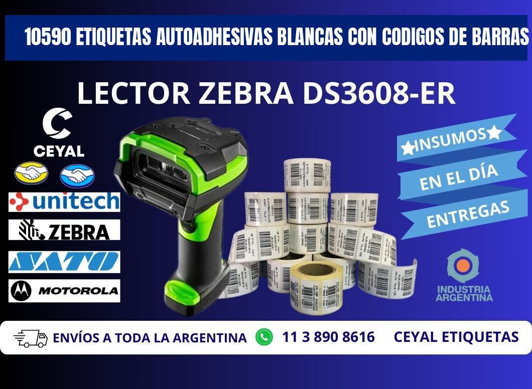 10590 etiquetas autoadhesivas blancas con codigos de barras