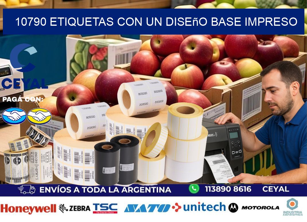 10790 etiquetas con un diseño base impreso