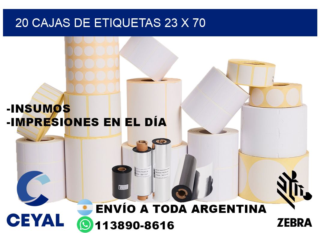 20 cajas de etiquetas 23 x 70
