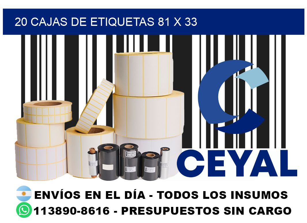 20 cajas de etiquetas 81 x 33