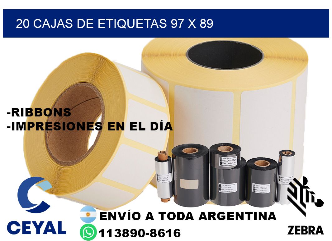 20 cajas de etiquetas 97 x 89