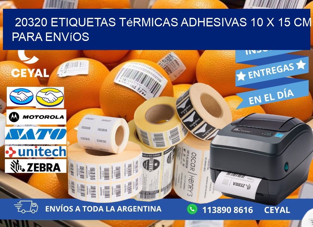 20320 Etiquetas Térmicas Adhesivas 10 x 15 cm para Envíos