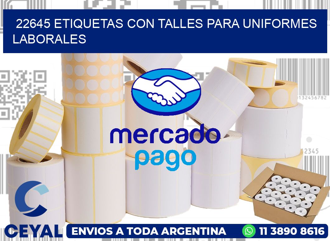 22645 etiquetas con talles para uniformes laborales