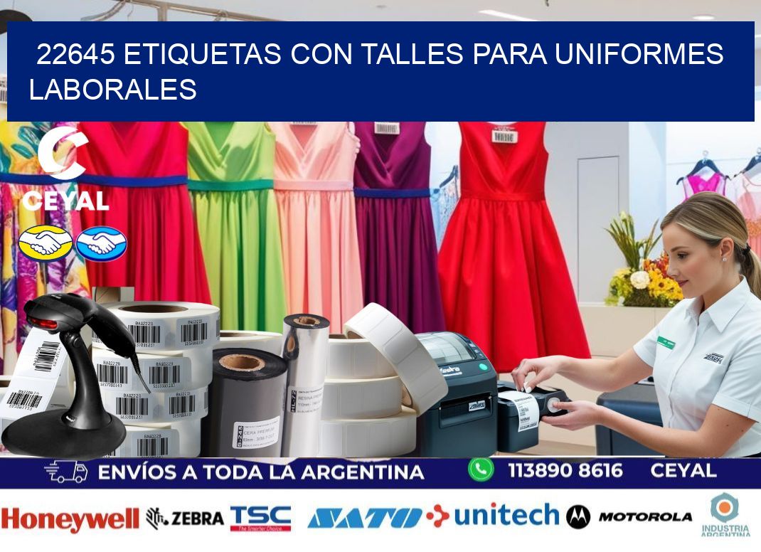 22645 etiquetas con talles para uniformes laborales