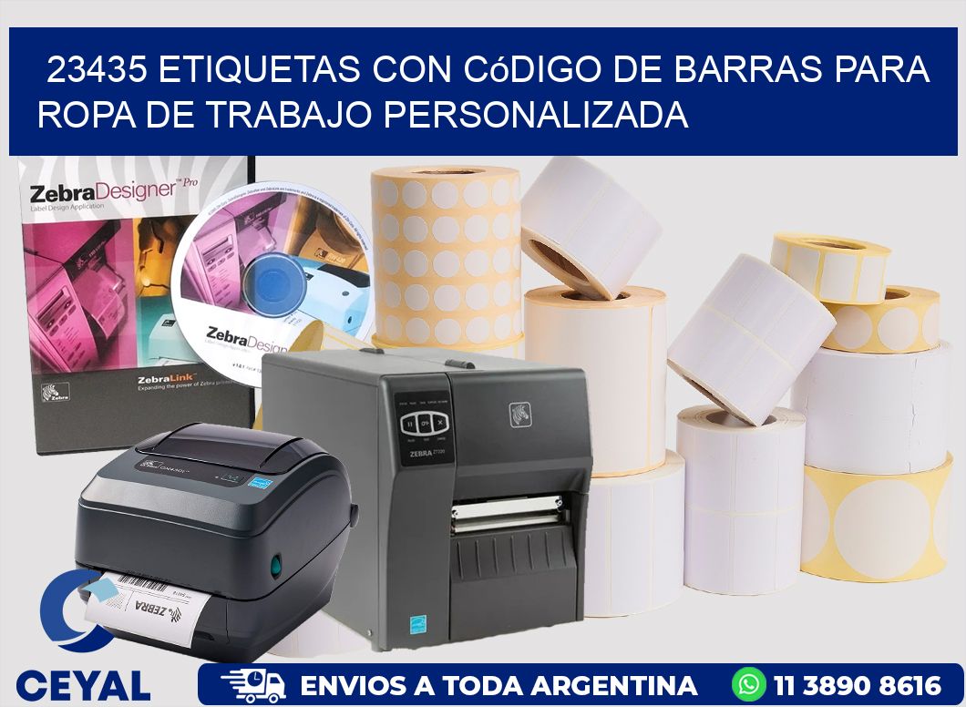 23435 Etiquetas con código de barras para ropa de trabajo personalizada