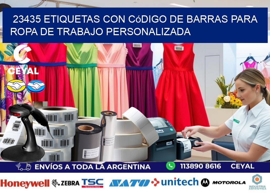 23435 Etiquetas con código de barras para ropa de trabajo personalizada