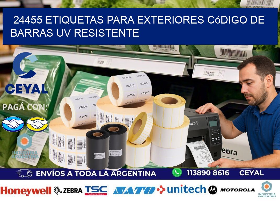 24455 etiquetas para exteriores código de barras UV resistente
