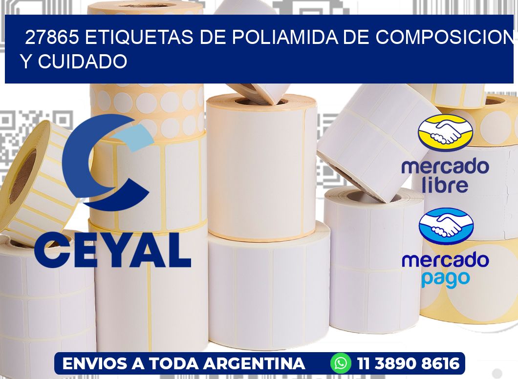 27865 etiquetas de poliamida de composicion y cuidado