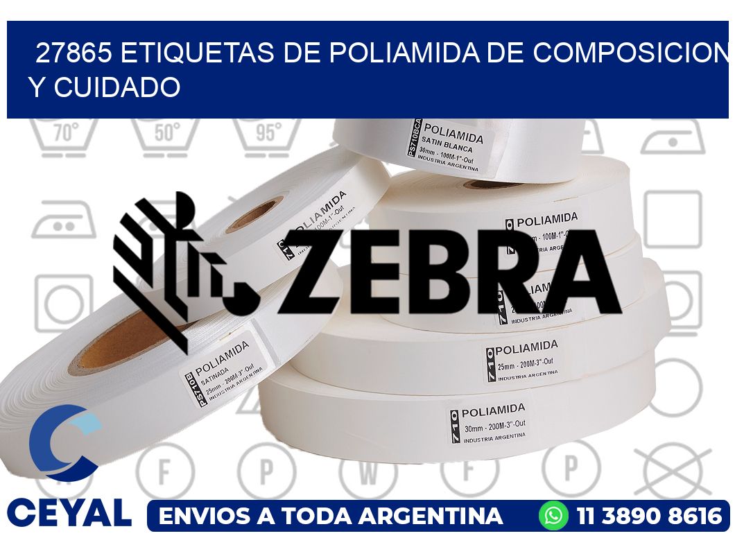 27865 etiquetas de poliamida de composicion y cuidado