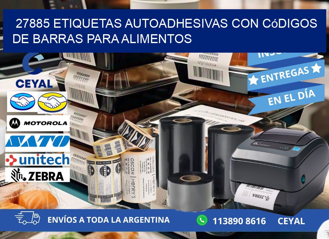 27885 Etiquetas autoadhesivas con códigos de barras para alimentos