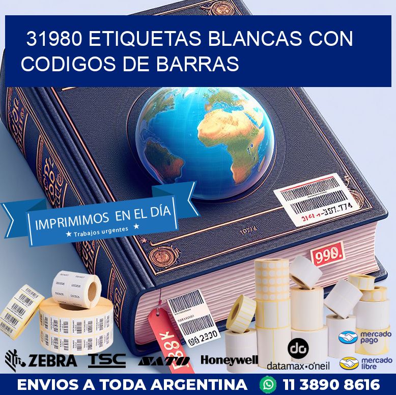 31980 etiquetas blancas con codigos de barras