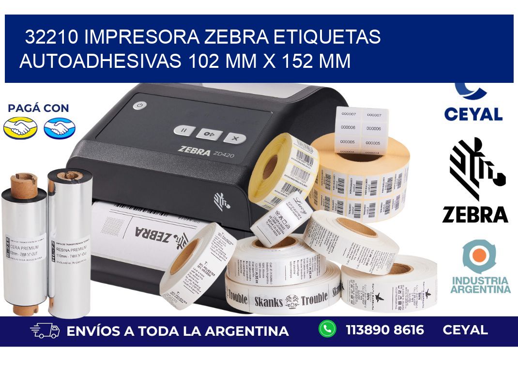 32210 impresora zebra etiquetas autoadhesivas 102 mm x 152 mm