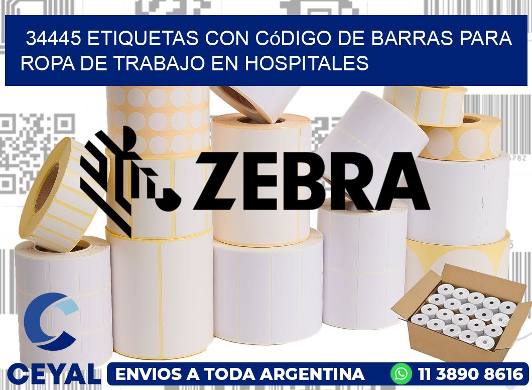 34445 Etiquetas con código de barras para ropa de trabajo en hospitales