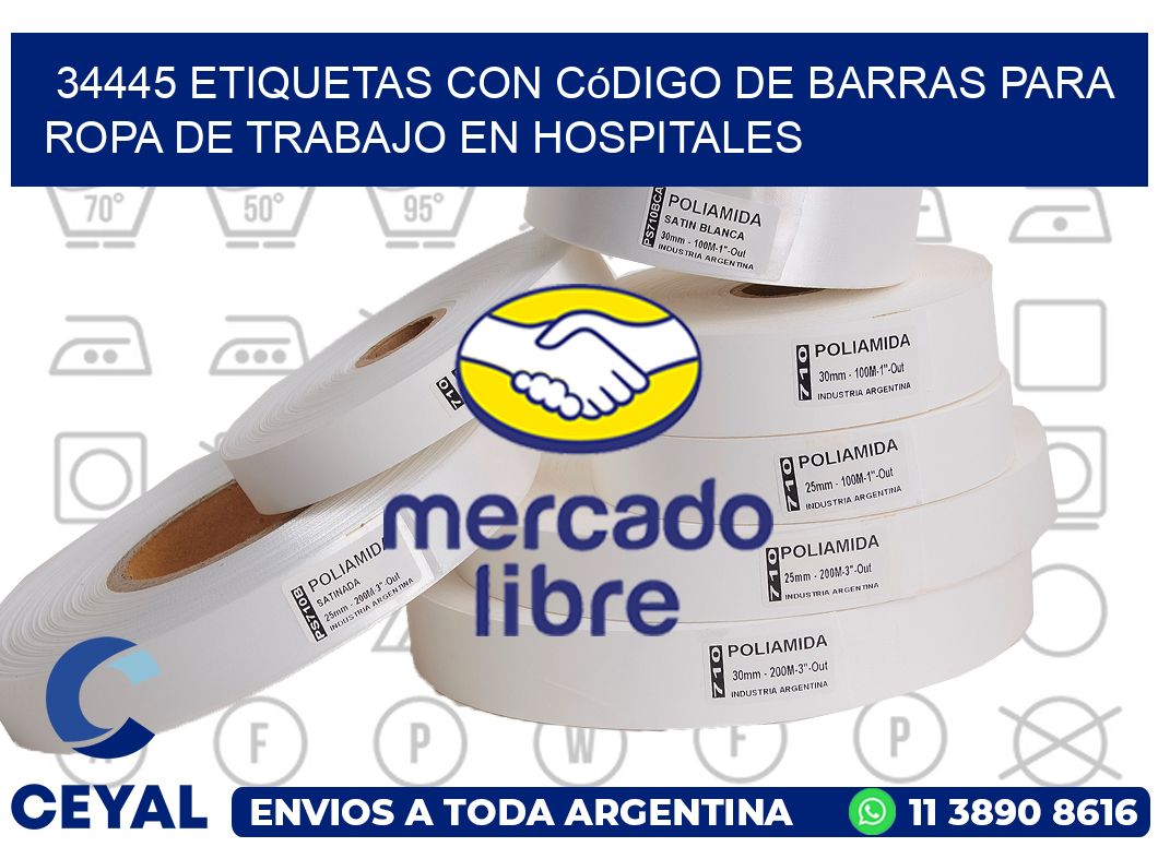 34445 Etiquetas con código de barras para ropa de trabajo en hospitales