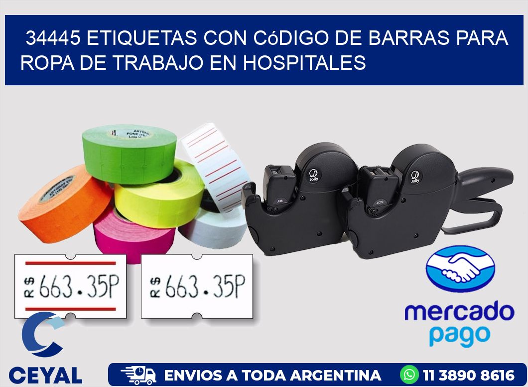 34445 Etiquetas con código de barras para ropa de trabajo en hospitales