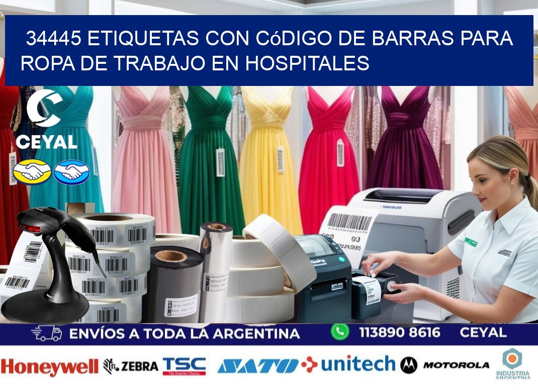 34445 Etiquetas con código de barras para ropa de trabajo en hospitales